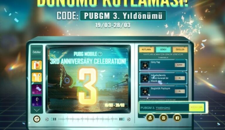 PUBG Mobile 3rd Anniversary Codes