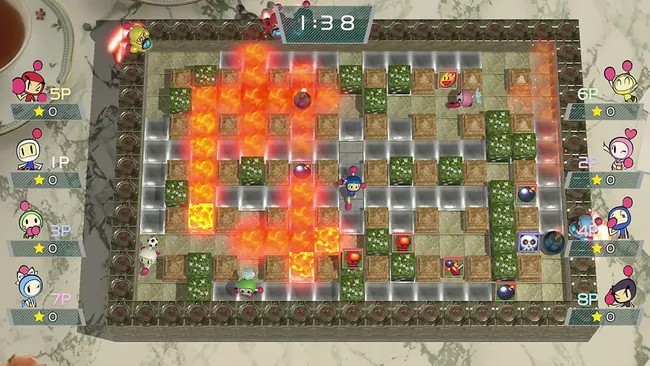 Klassike online arcadespultsje foar bern: Super Bomberman R